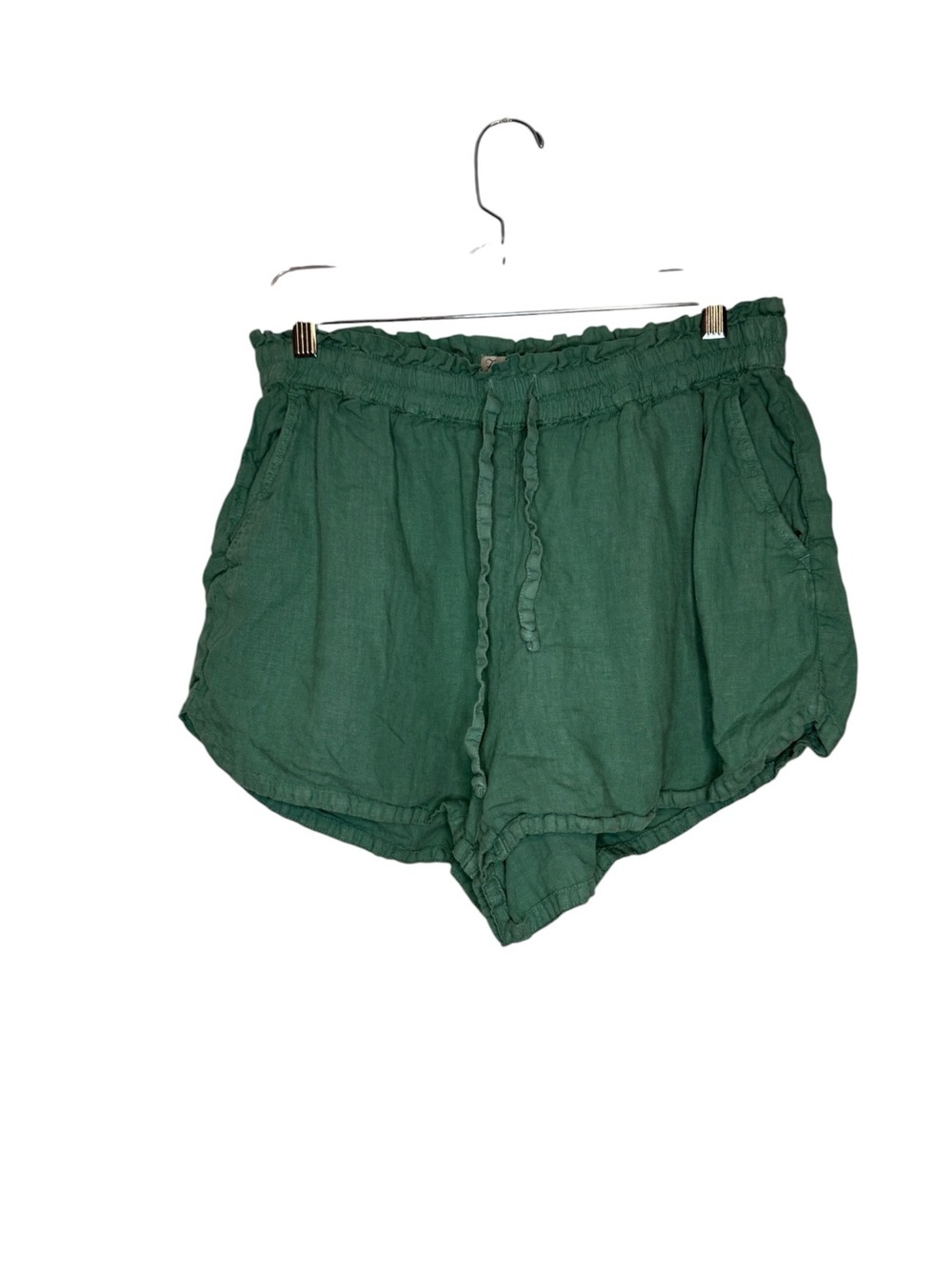 Faherty Womens Green Linen Pull On Shorts Size Medium